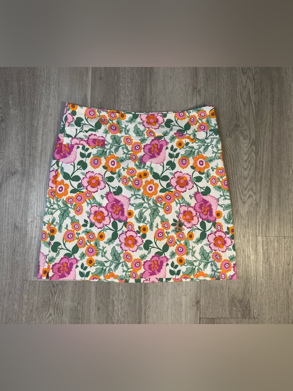 Kim Rogers retro look Floral Multicolor athletic skirt skort Pockets 8 P